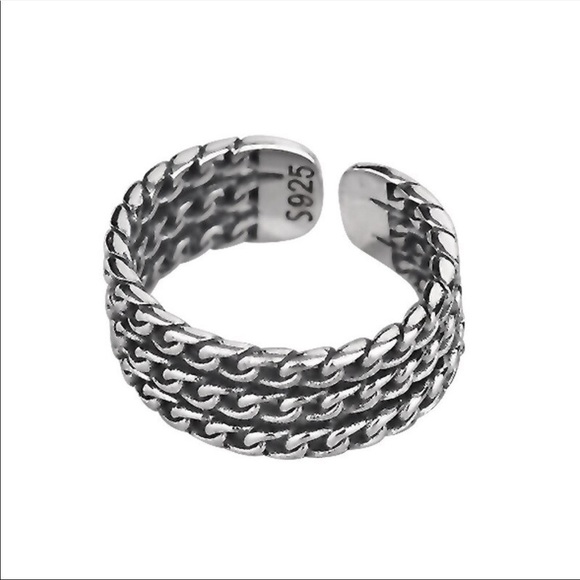 NEW Sterling Silver Retro Band Resizable Ring - Picture 5 of 11